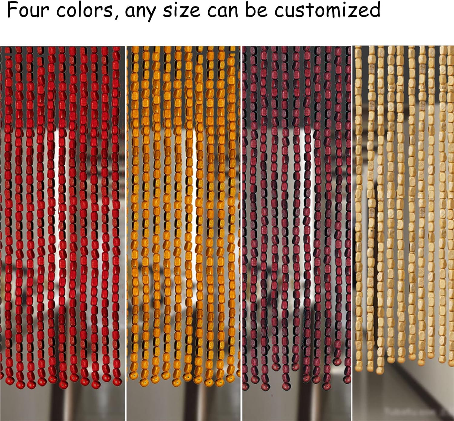 Bamboo Beaded Curtain for Doorway Room Divider with Fittings