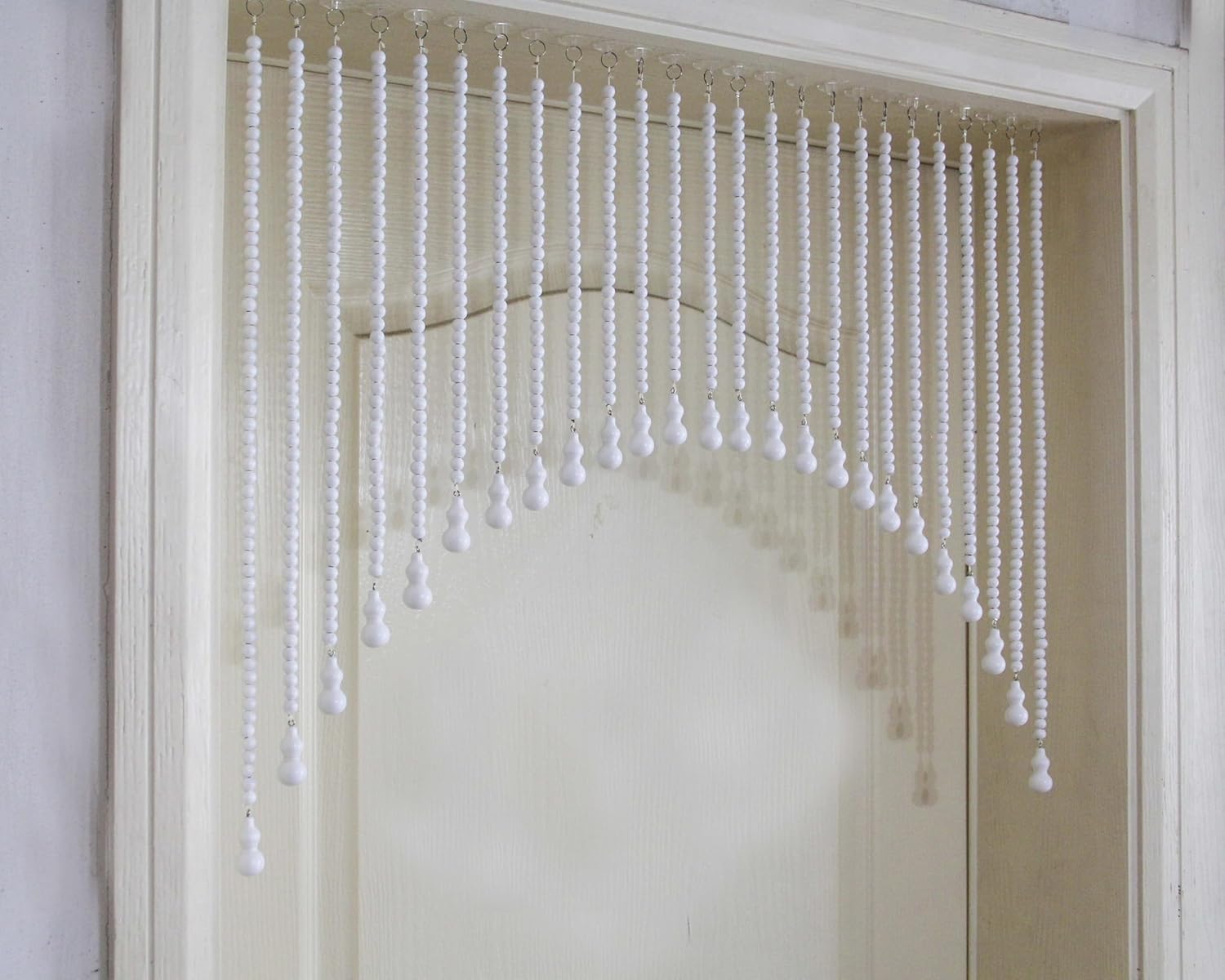 Wood Beaded Door Curtain with Self-Adhesive Strips