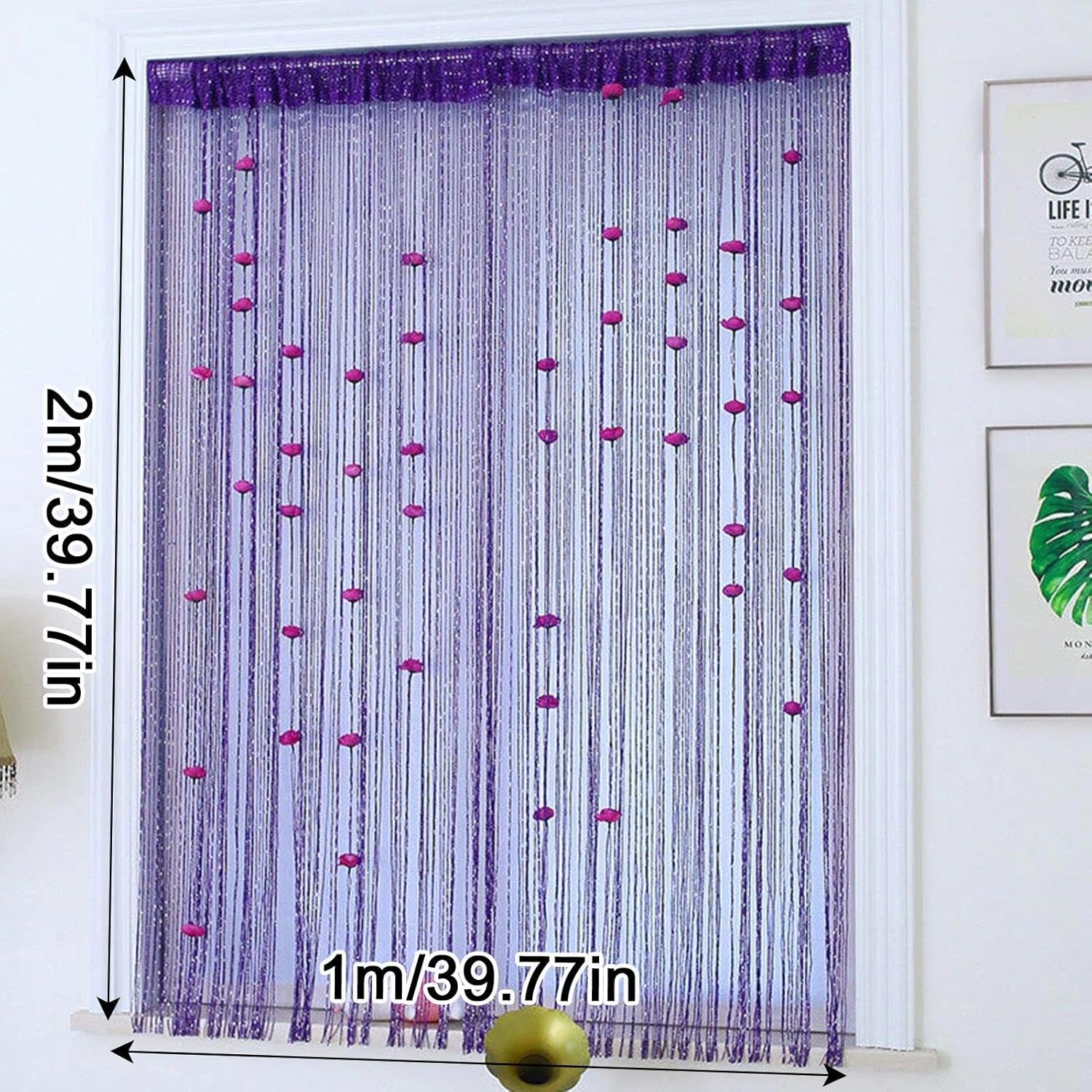 Generic Rose Thread Door Curtain 39x79 Inch Purple