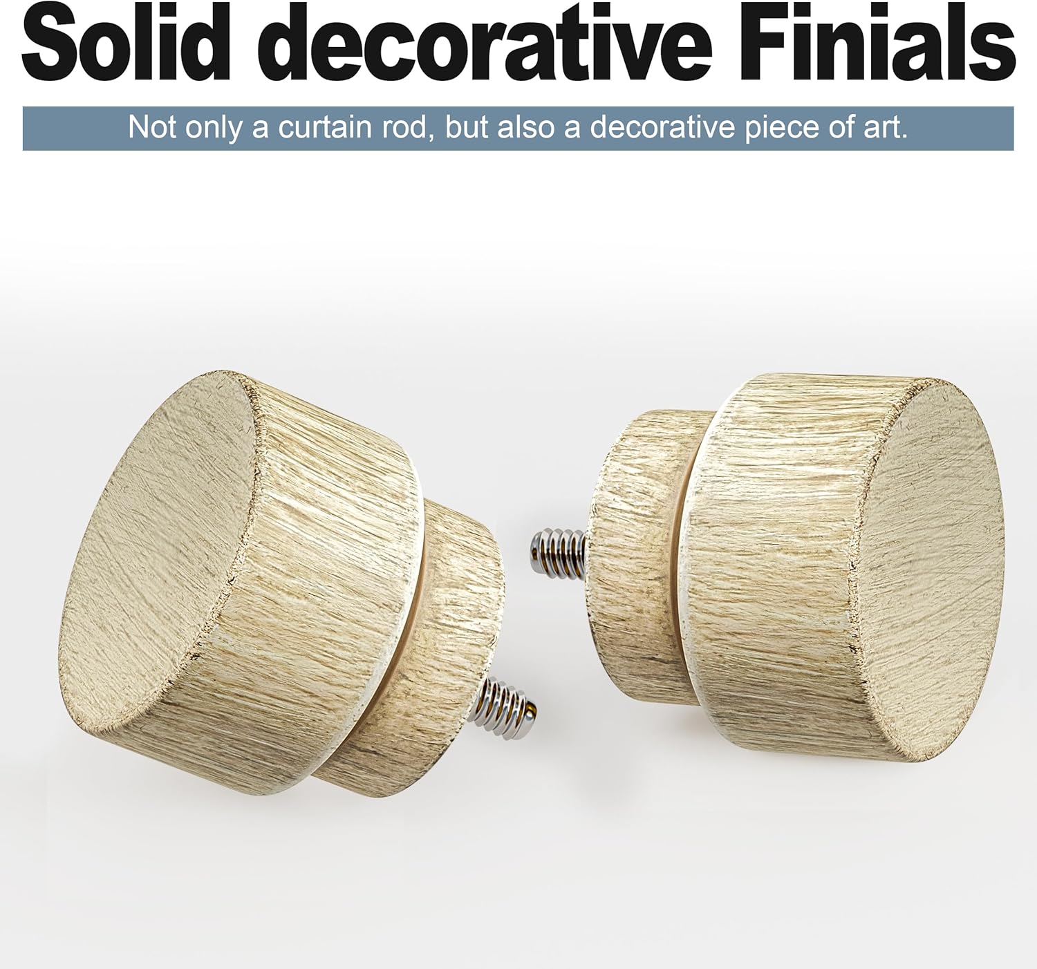 2 Pack White Oak Wood Grain Curtain Rods 1 Inch Diameter Adjustable Heavy Duty Boho Decorative for Windows