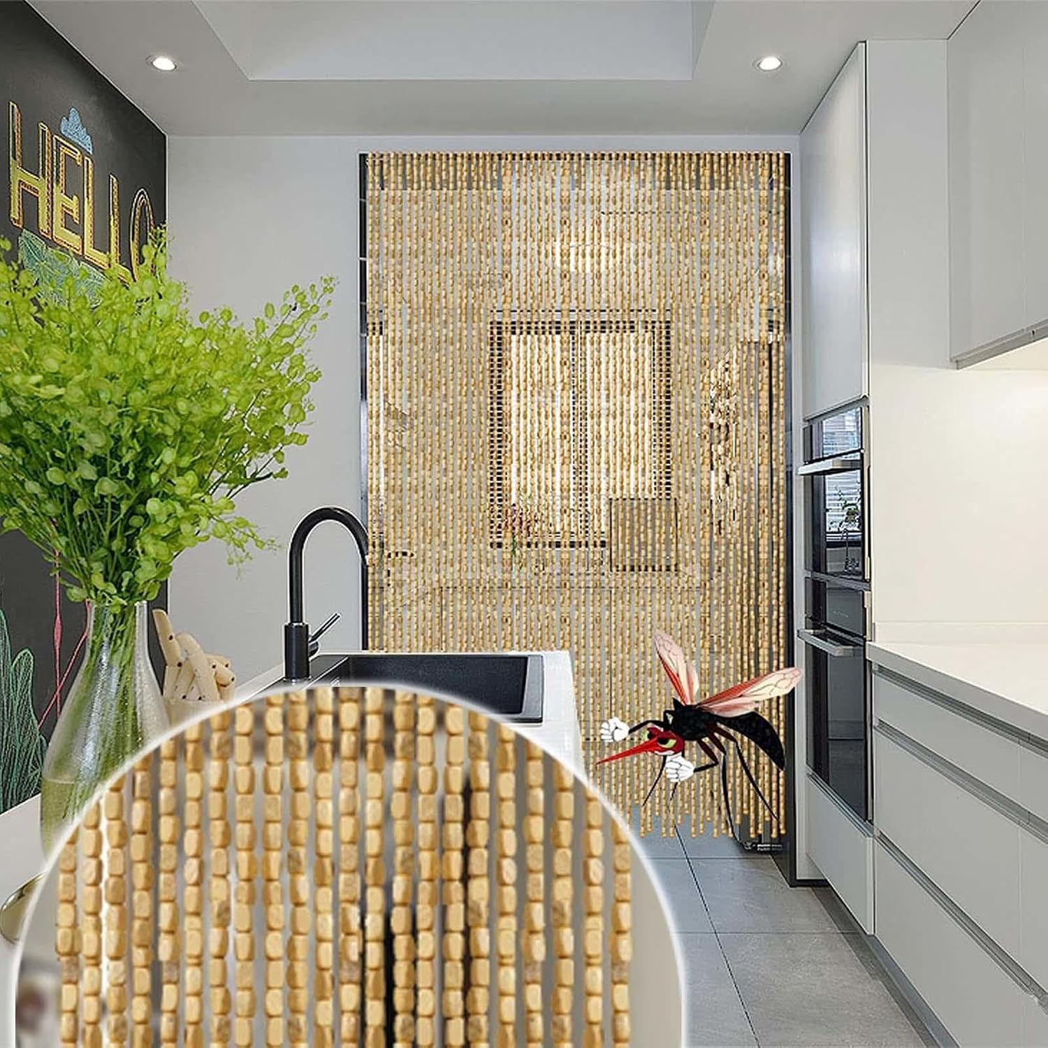 Jolan Bamboo Beaded Curtain Fly Screen 35x79in 43x71in 39x79in 75strands