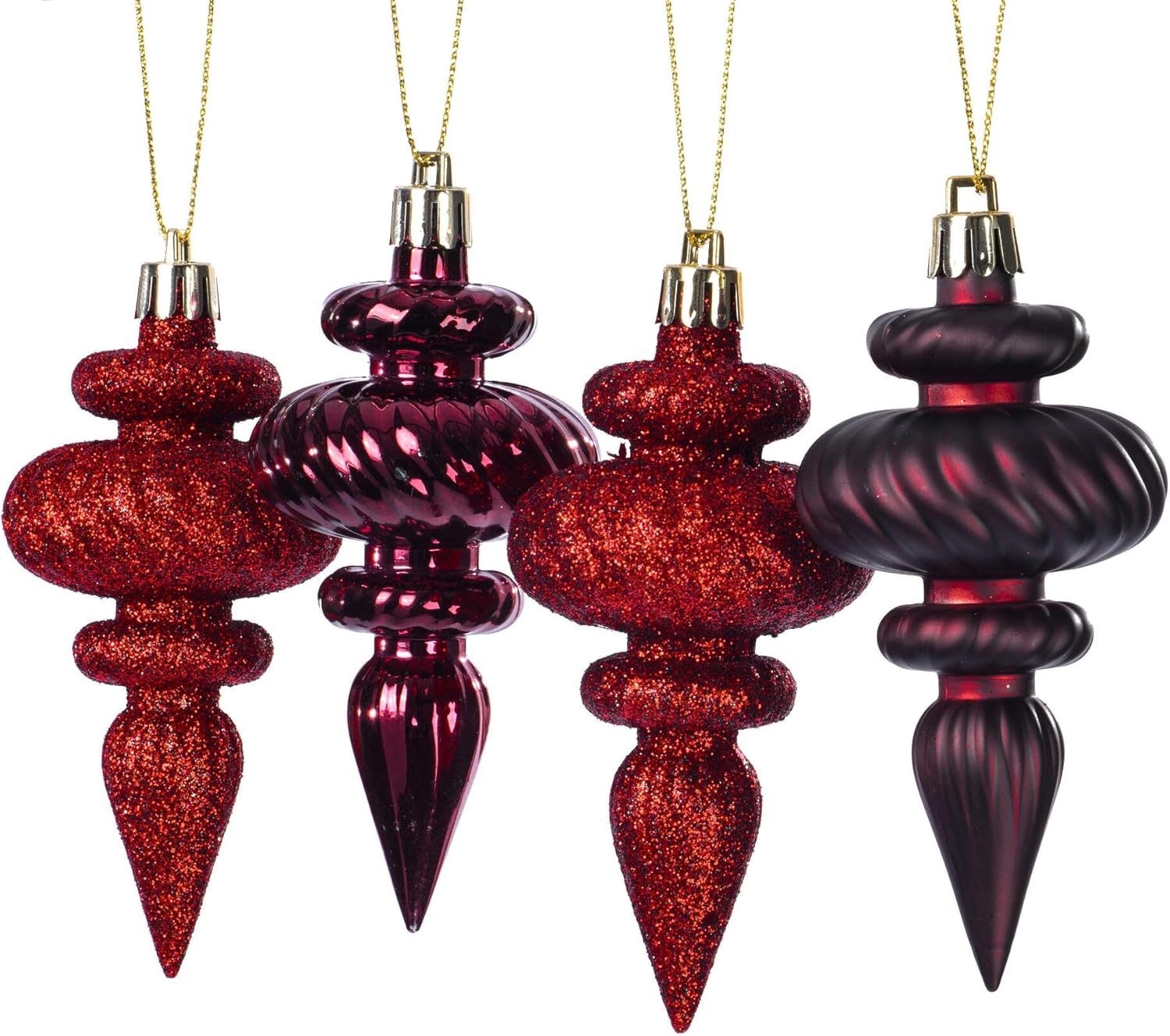 Vickerman 4 Inch 4-Finish Finial Ornament 8 Pack 1
