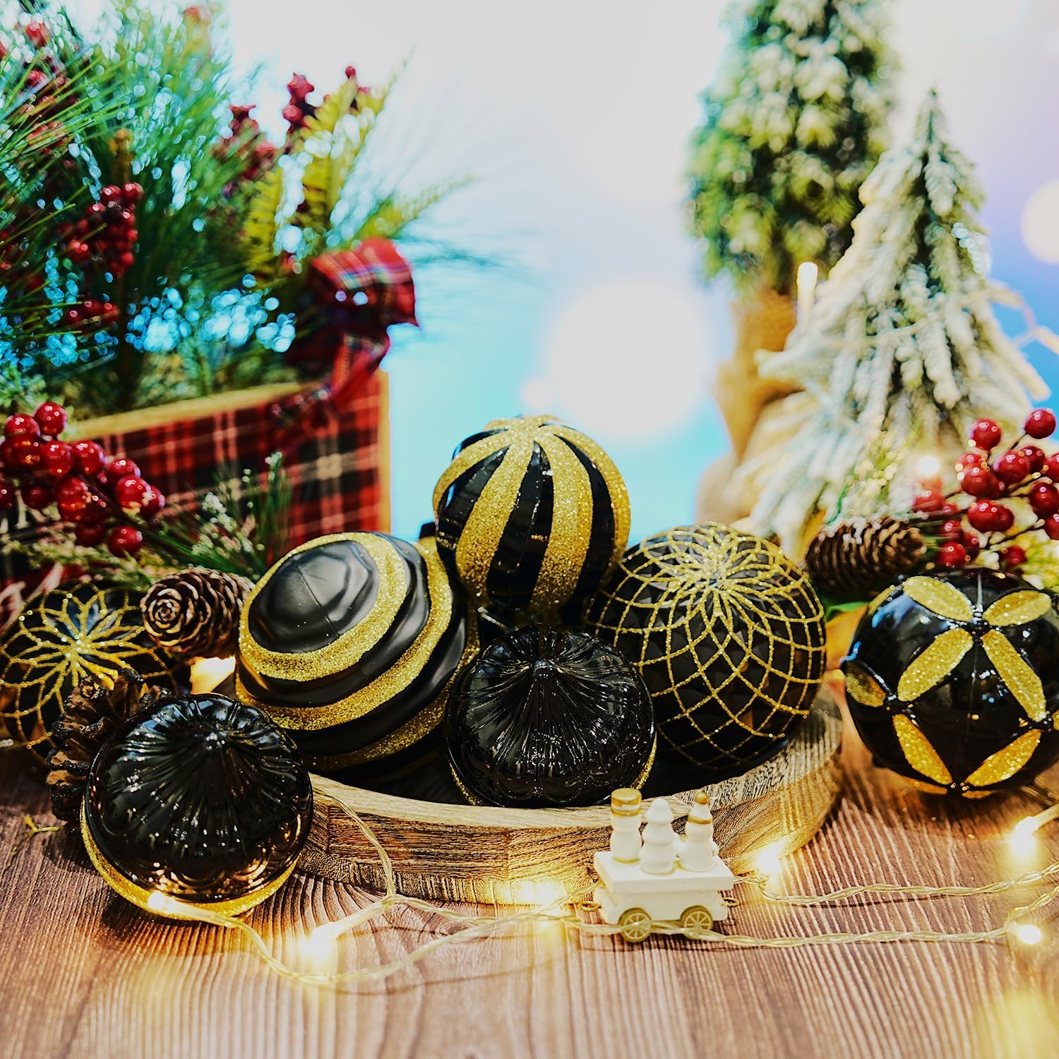 4 Piece Christmas Ornament Set for Tree and Holiday Decor