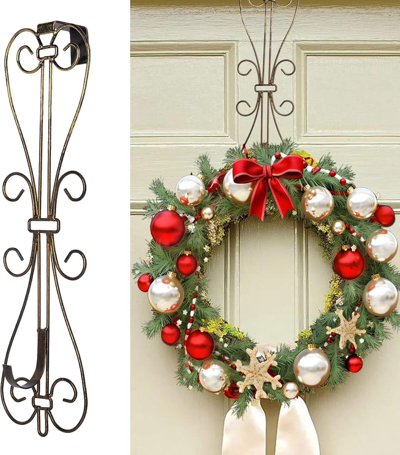 Shangtianfeng Matte Black Wreath Hanger for Front Door