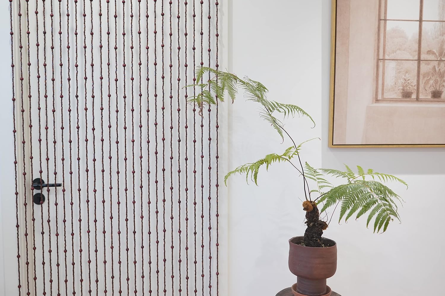 36 Inch x 72 Inch Hippie Boho Wooden Door Beaded Curtain Decor Set