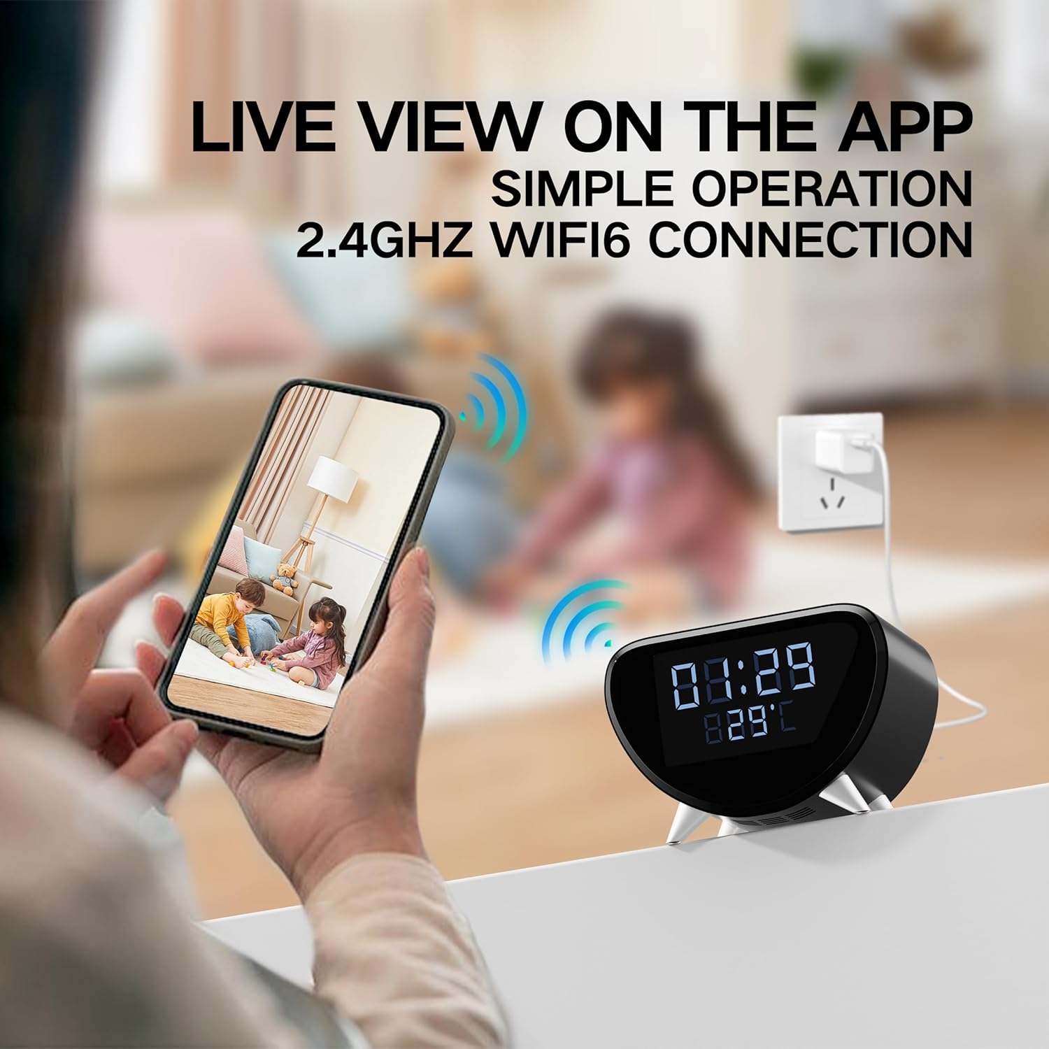 4K Camera Clock with Wireless Charging and Time Temperature Display 1