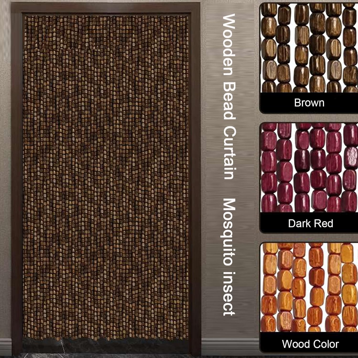 Handmade Bamboo Door Curtain with Wooden Beads