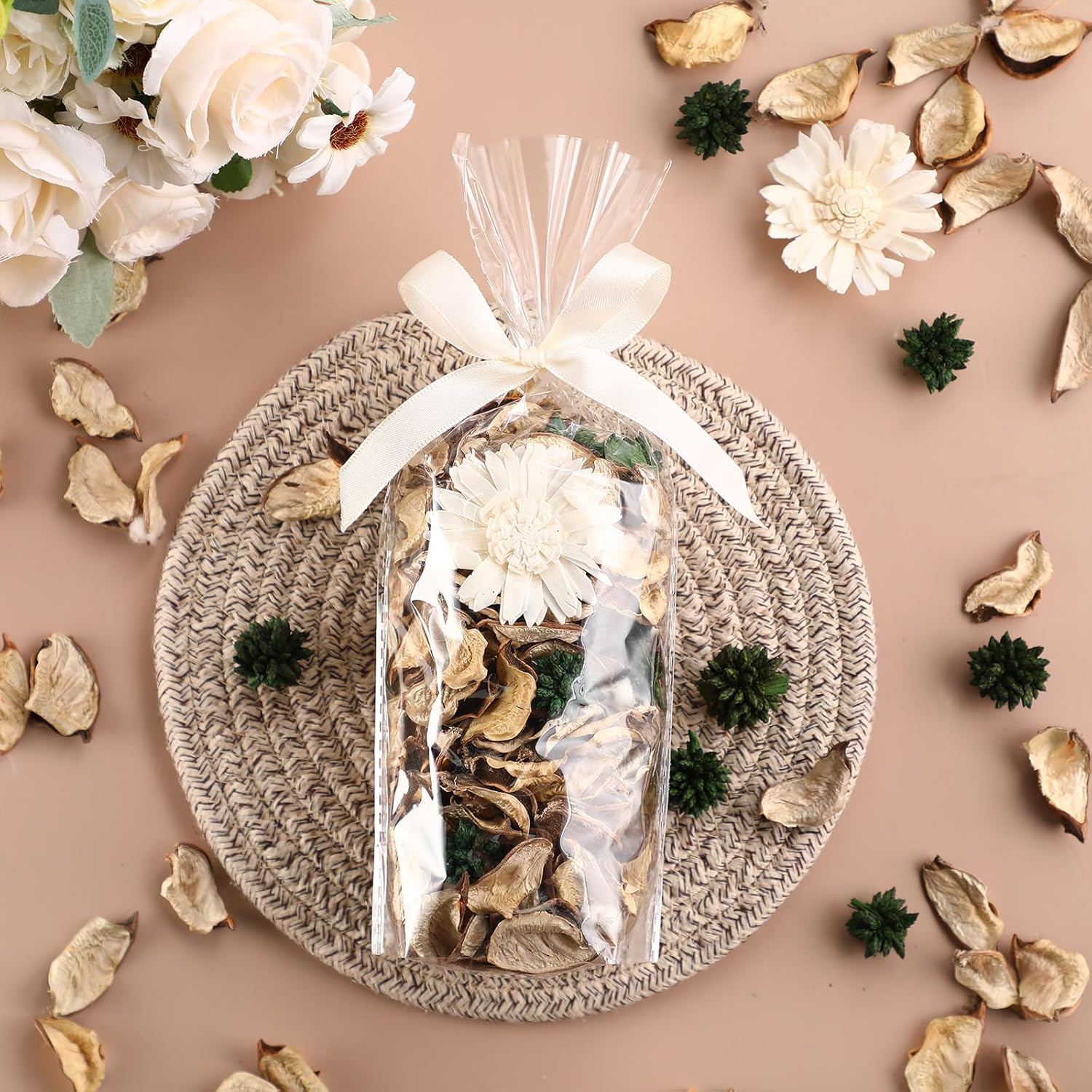 Nuanchu 6 Pcs White Potpourri Bags with Chrysanthemum Scent