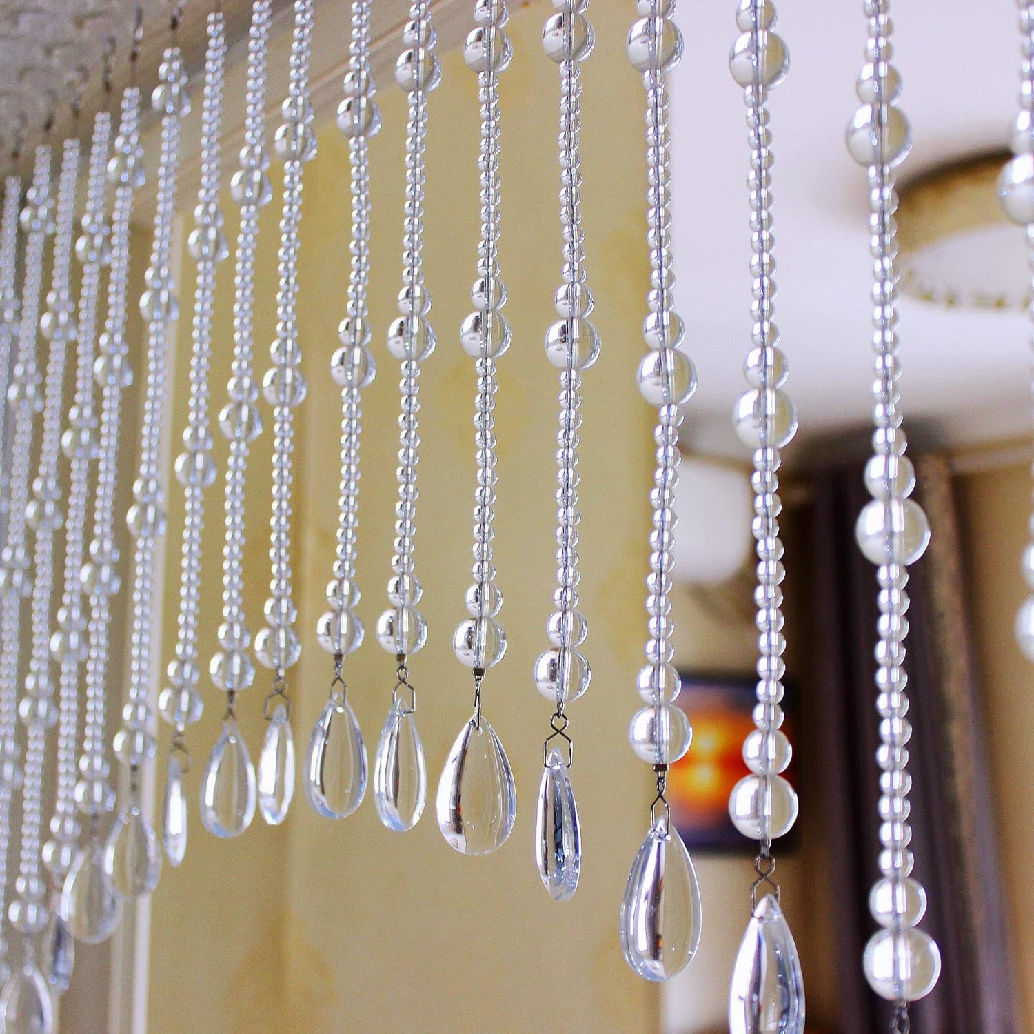 Clear Crystal Hanging Door Beads Curtain Valance
