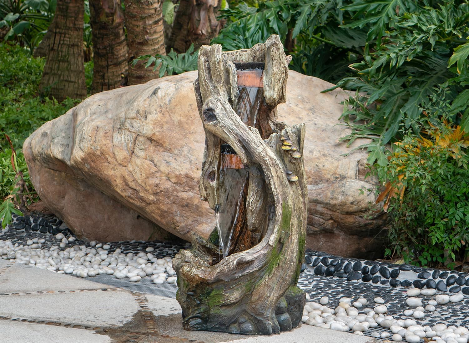 Kinsive Tree Trunk Fountain with Light for Indoor Outdoor Use