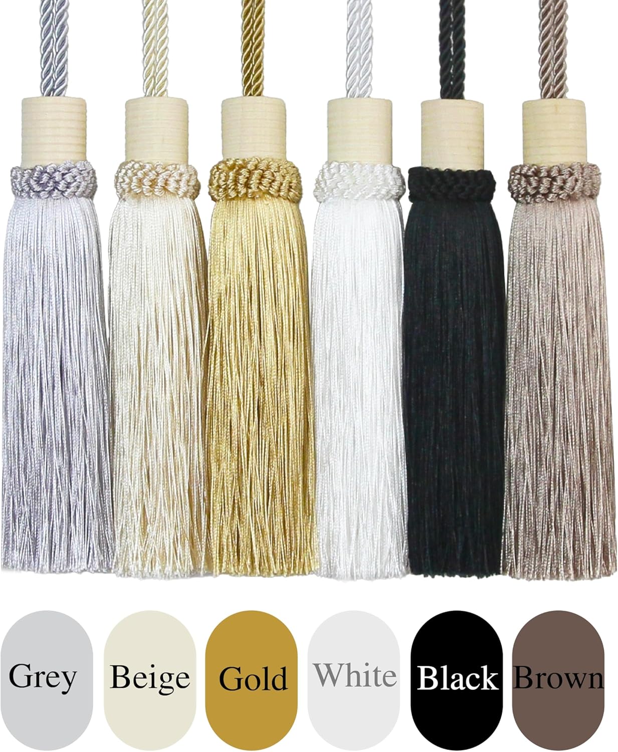 Curtain Tiebacks Rope Modern Holdbacks for Drapes 4 Pack