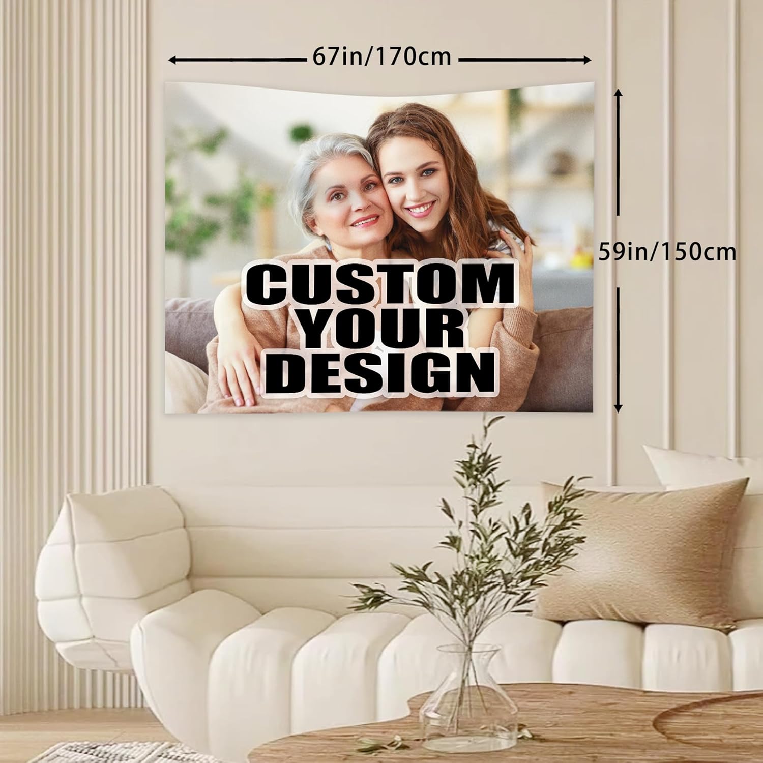 Nenntbriy Custom Tapestry Image Text Wedding Backdrop for Home Bedroom Wall Art