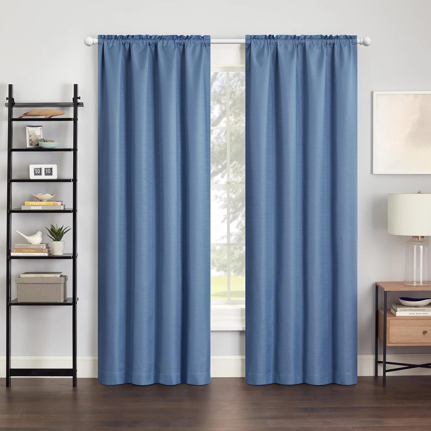 White Curtain Rods 48-84 Inch Adjustable Heavy Duty Metal Rod Set with Brackets