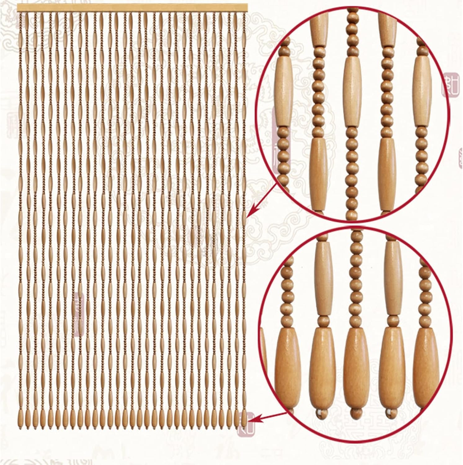 Natural Wooden Beaded String Curtains for Home Decor