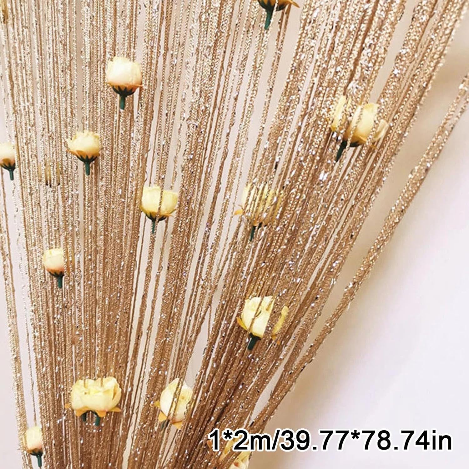 Rose Thread Door Drape 39x79 Inch Decorative Privacy Curtain with Tassels for Home Dcor Windows and Doorways