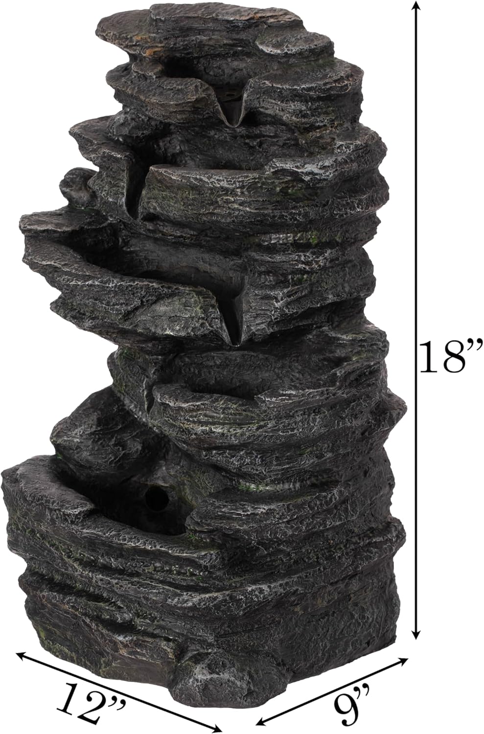 Cascading 5-Tier Electric Rock Water Fountain with LED Lights 18 In