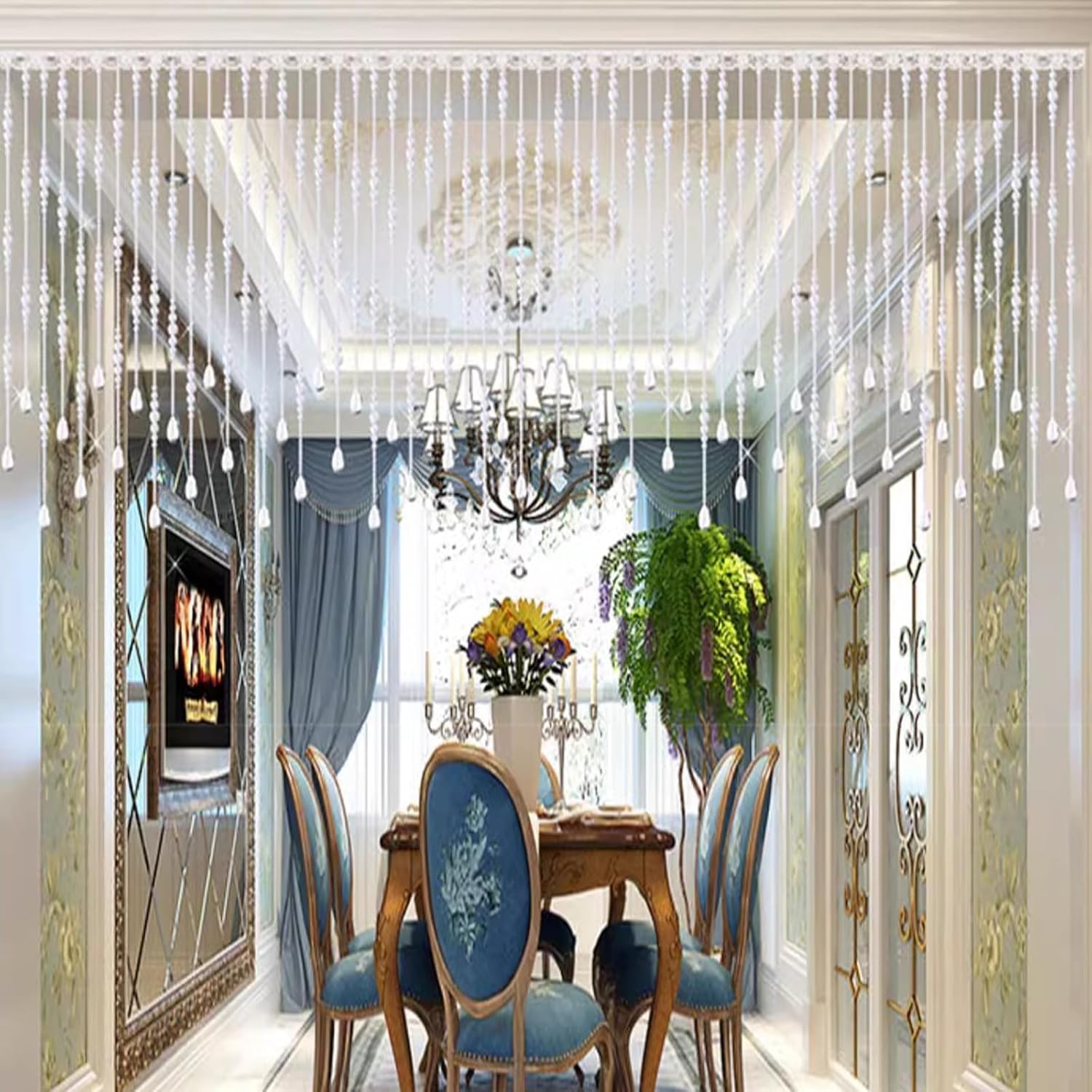 EMYJAY Clear Crystal Beaded Curtain for Doorway