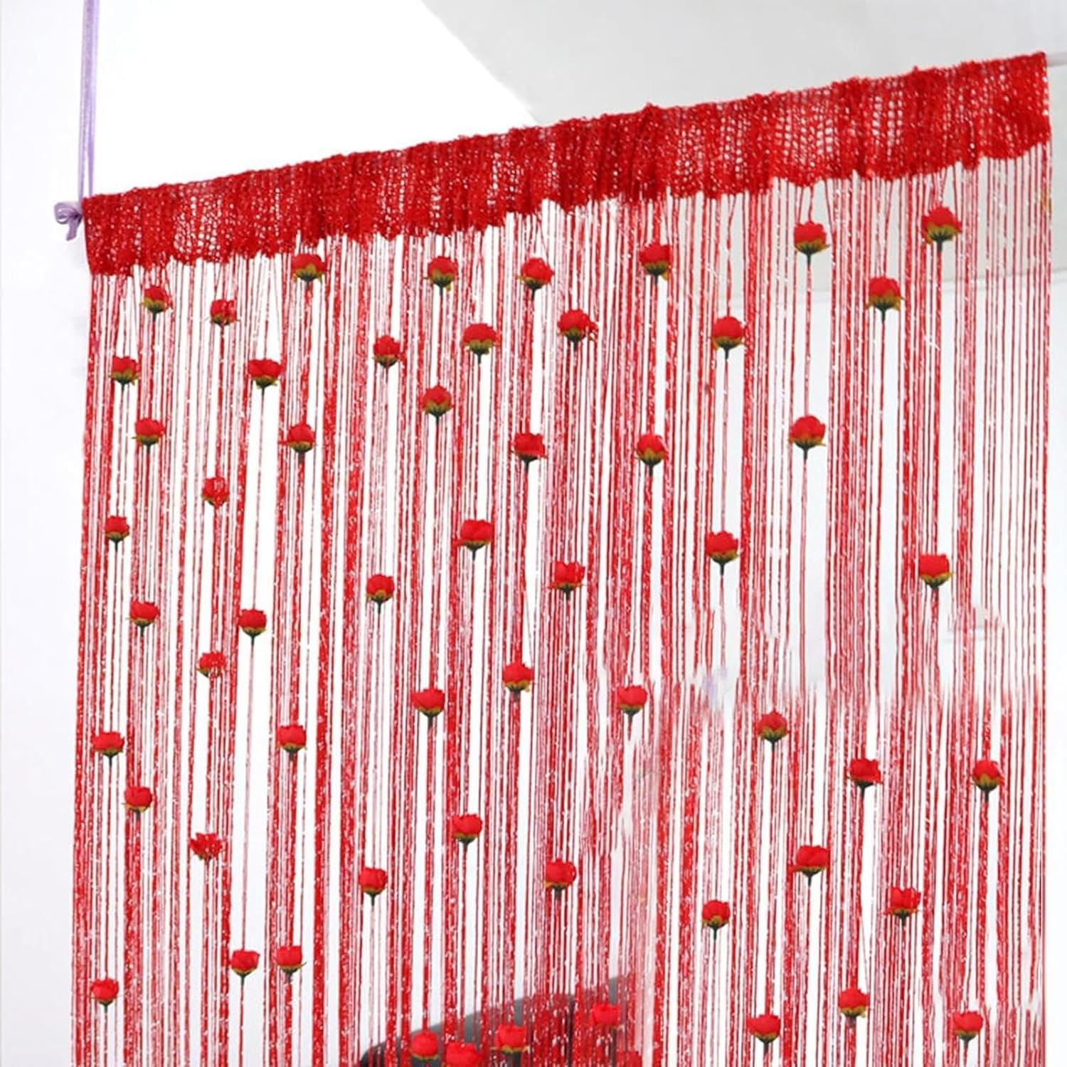 Rose Thread Door Curtain 39x79 Inch Decorative Tassel Curtain