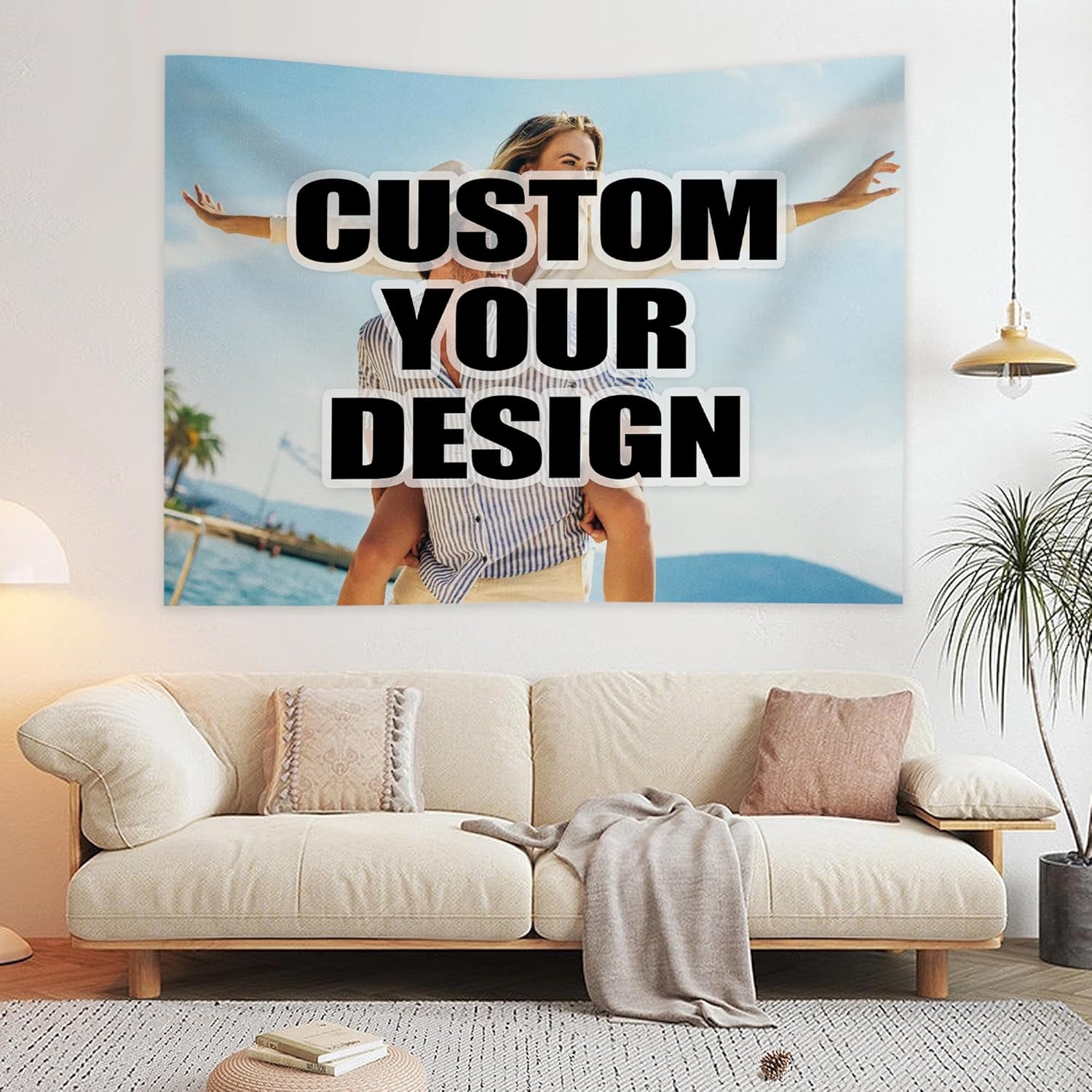 Nenntbriy Custom Tapestry Image Text Wedding Backdrop for Home Bedroom Wall Art
