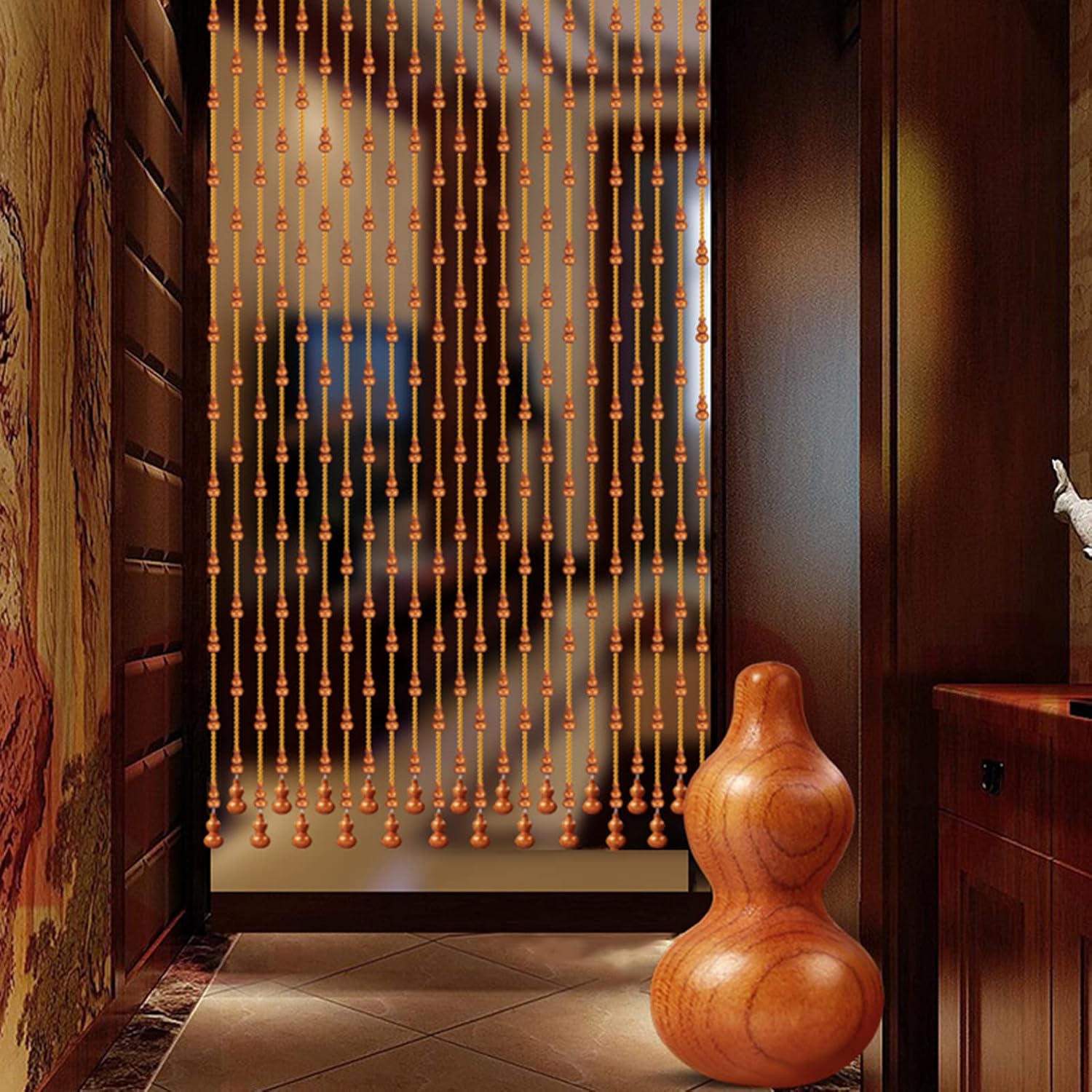 Beaded Curtain Natural Wooden Beads Door Partition Screen