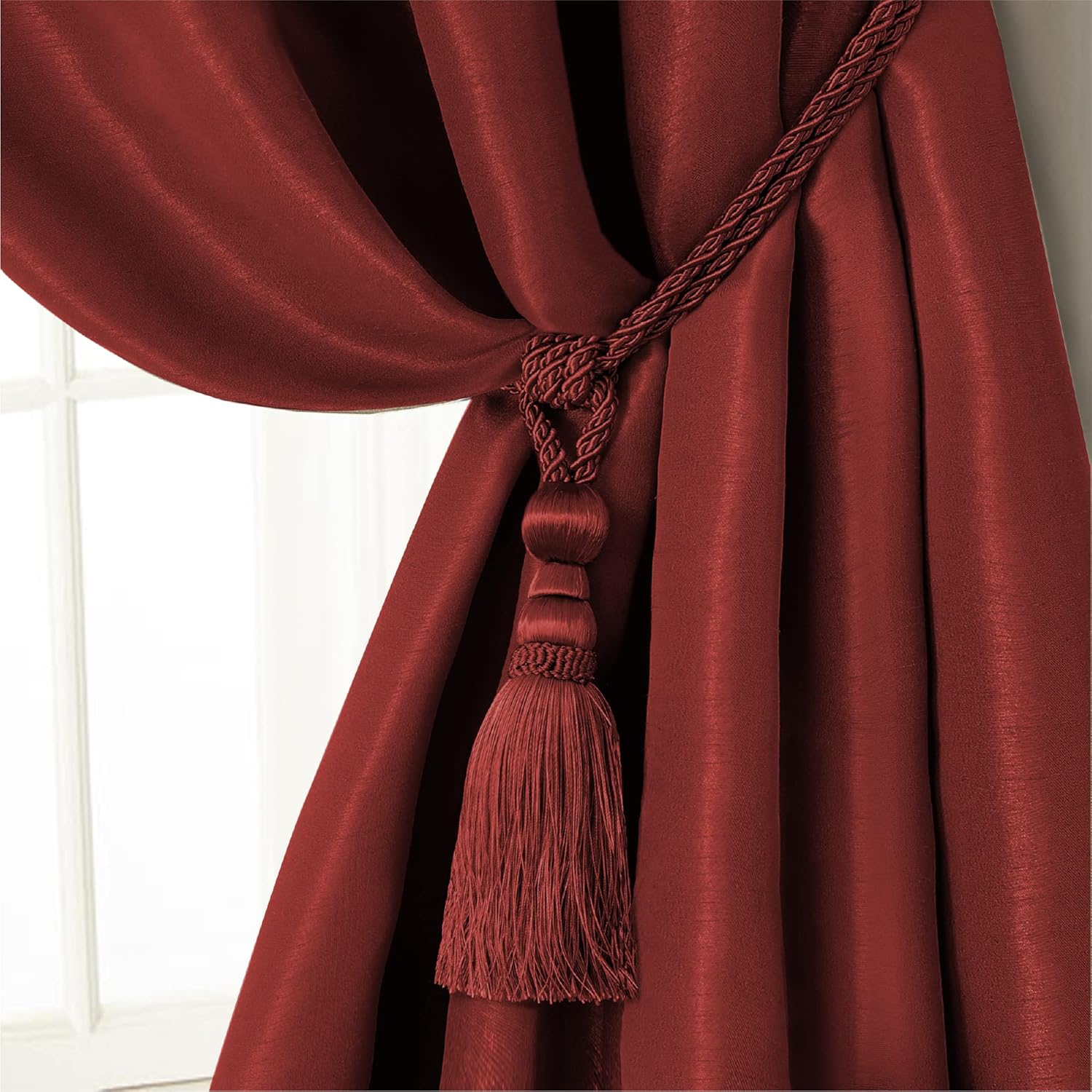 Elrene Home Fashions Amelia Tassel Tieback Red 24 Inches