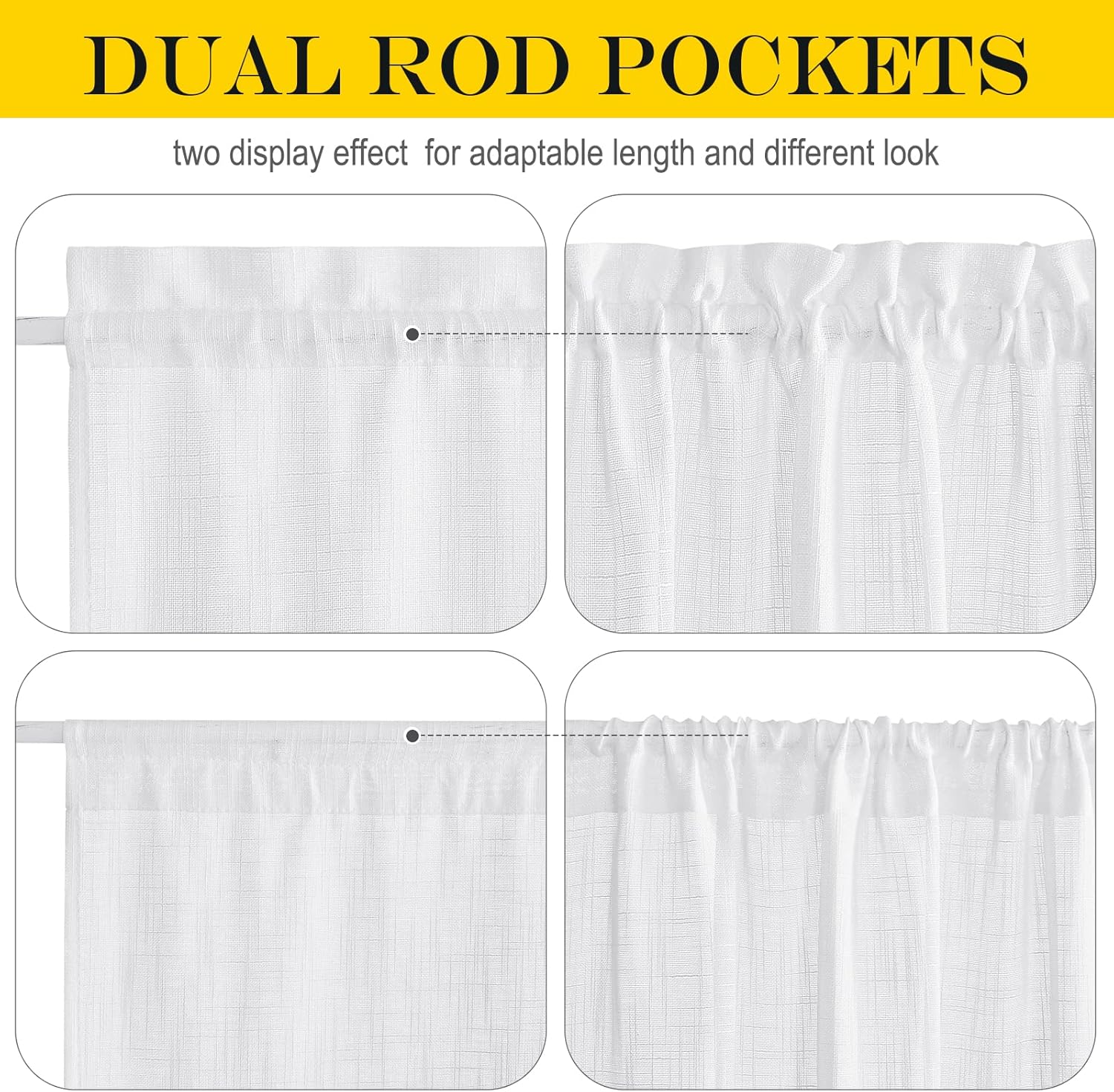NICETOWN Sidelight Sheer Door Curtain - 26 x 50 Inch White