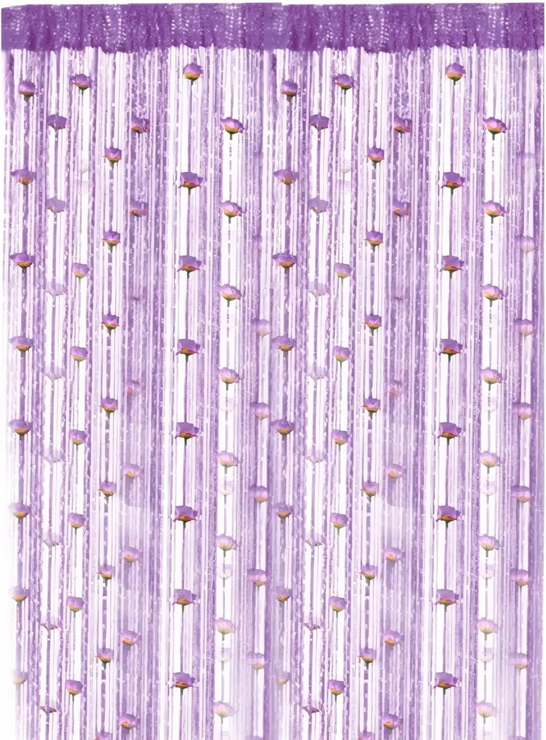 Beaded Door Curtain 39x79 Inch Decorative Room Divider with Removable Rose Rod Pocket