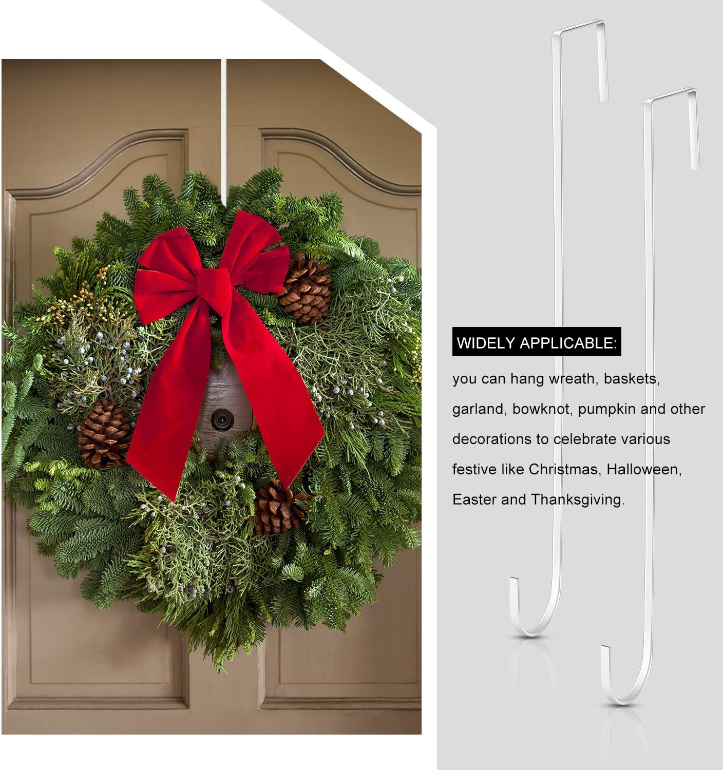 Hotop 15 Inch Wreath Hangers 6 Pieces White