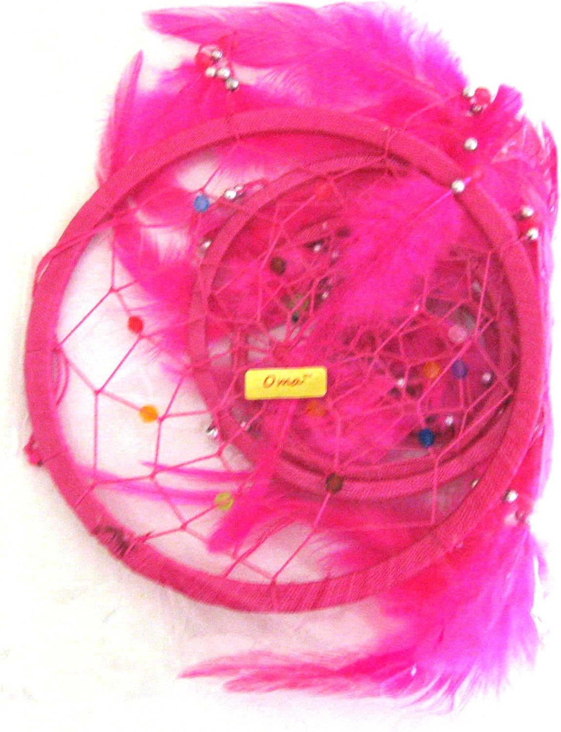 OMA Pink Dream Catcher with Feathers and Beads LARGE 33 x 7