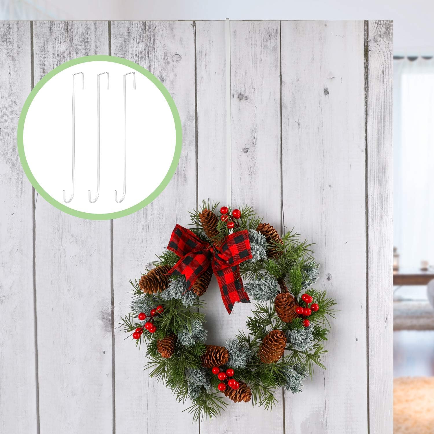 Hotop 15 Inch Wreath Hangers 6 Pieces White