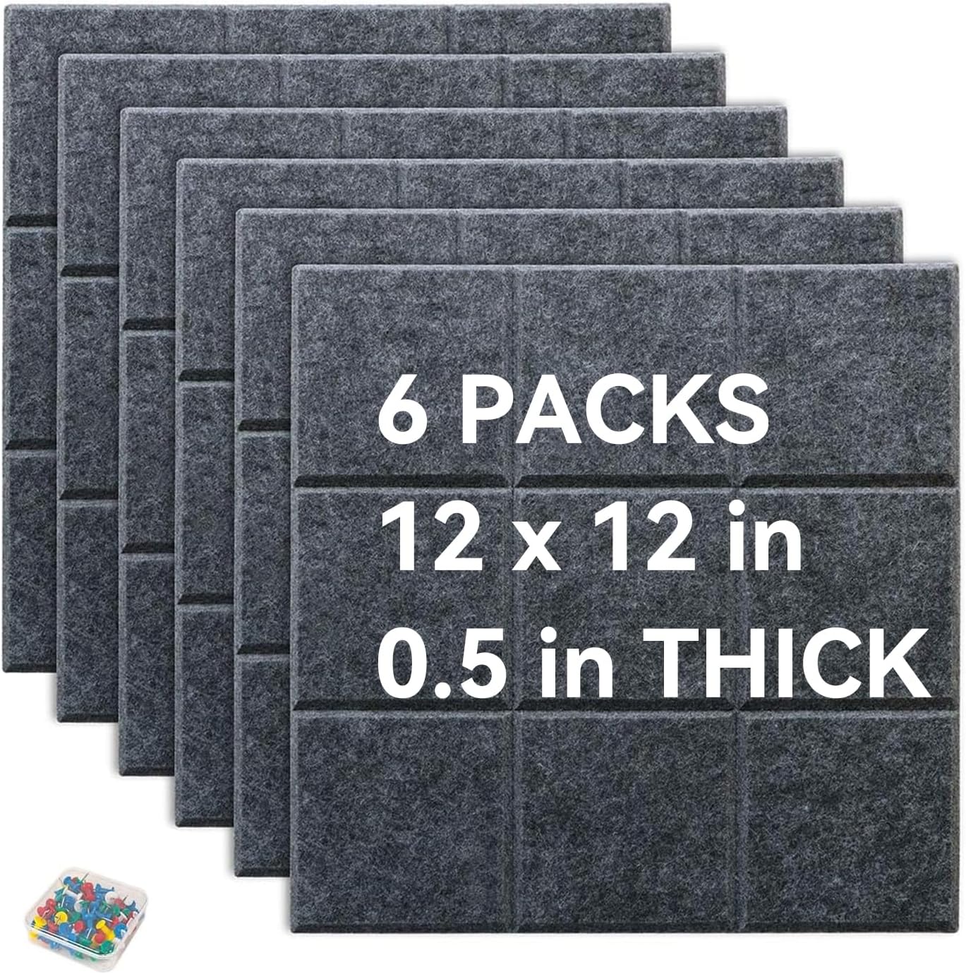 Yunihome Decorative Felt Bulletin Board Wall Tiles 6 Pack