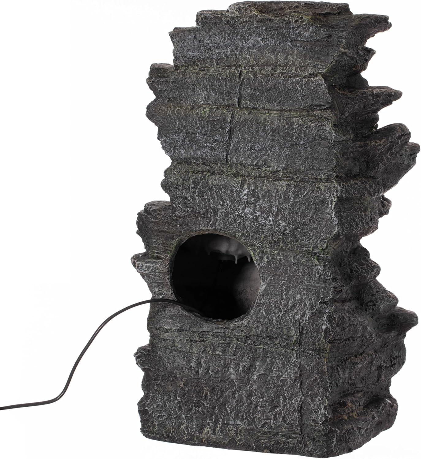 Cascading 5-Tier Electric Rock Water Fountain with LED Lights 18 In
