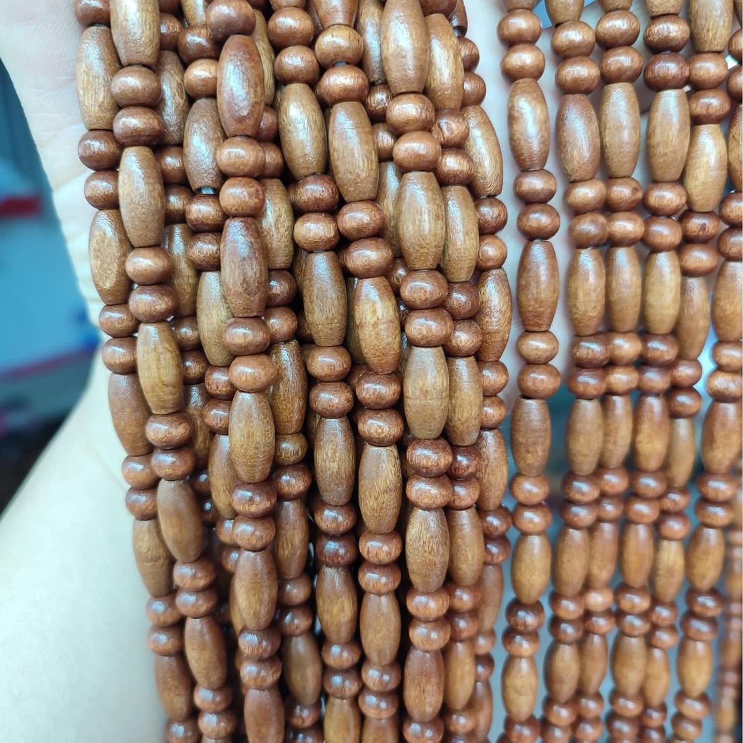 Wood Beaded Curtains for Doorway and Room Divider