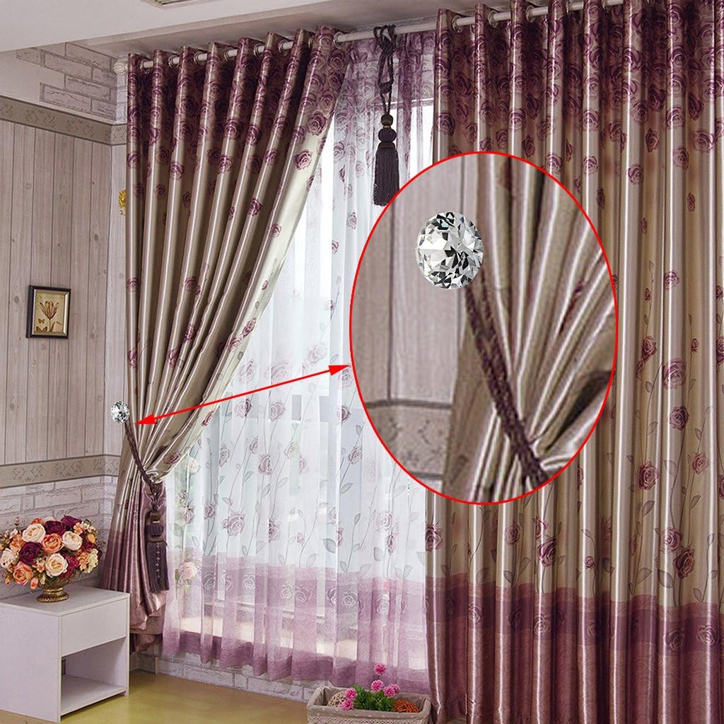 Sumnacon Classic Crystal Curtain Tiebacks 2 Pcs Silver 60mm