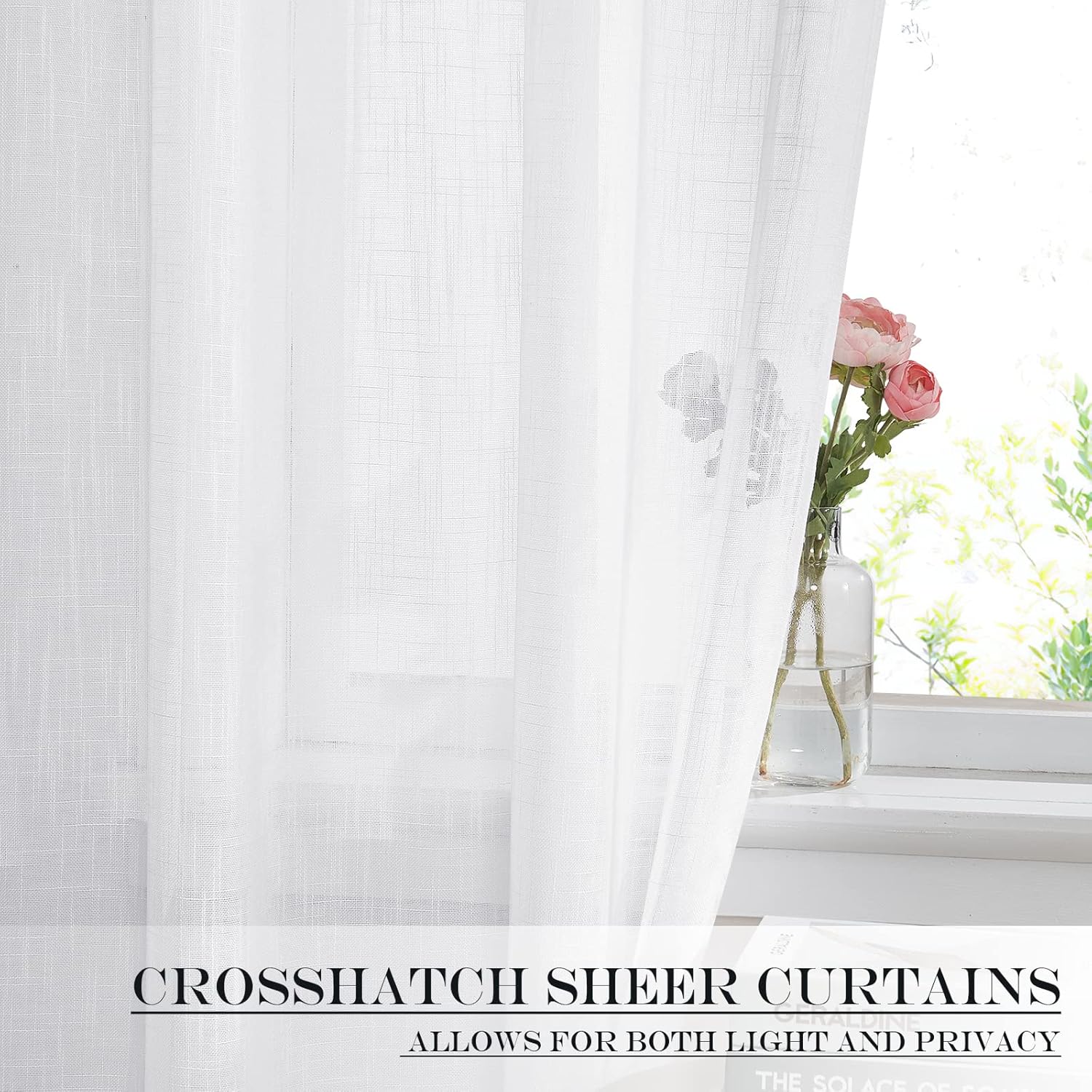 NICETOWN Sidelight Sheer Door Curtain - 26 x 50 Inch White