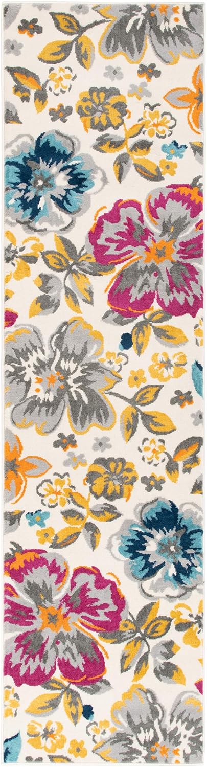 Modern Floral Runner Rug 2 x 7 Multi