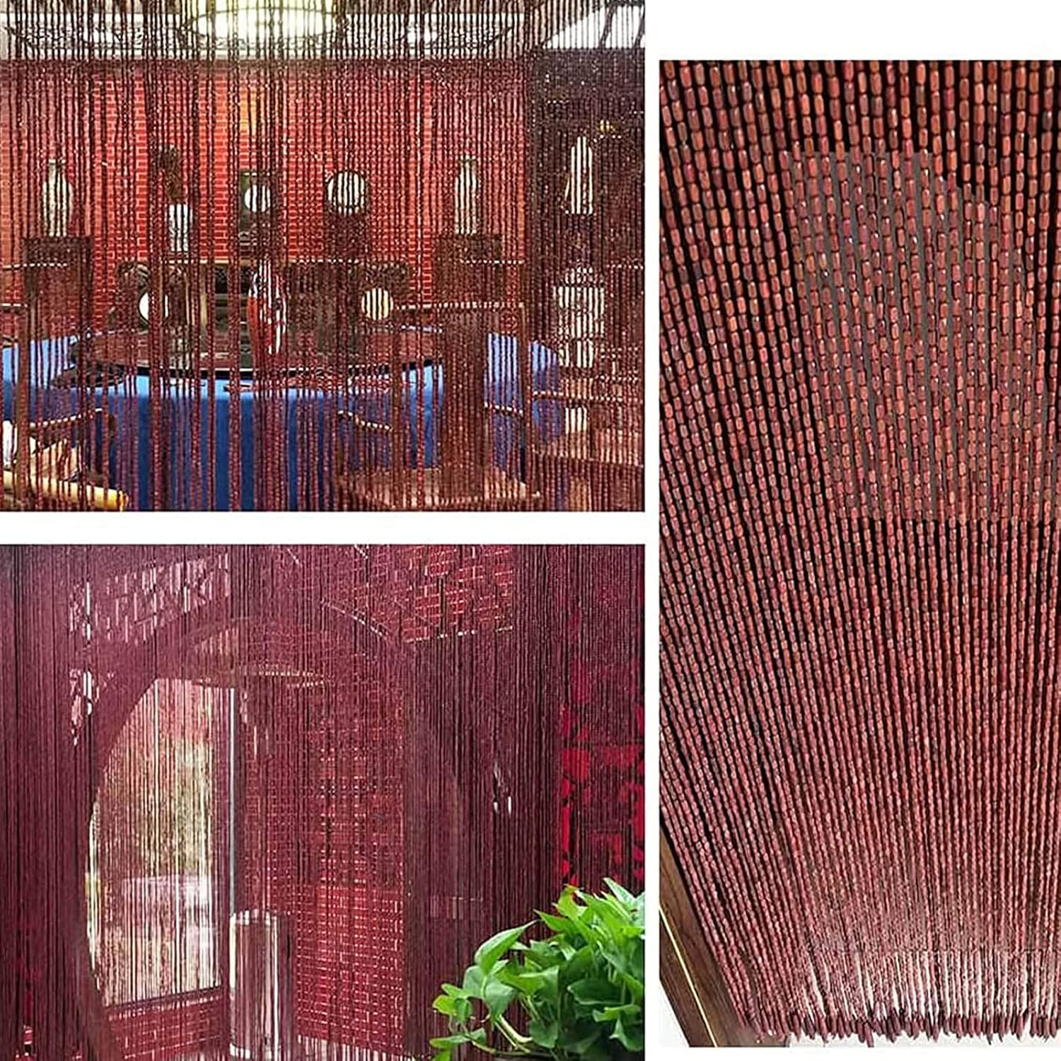 Natural Bamboo Beaded Curtain for Doorways and Decor