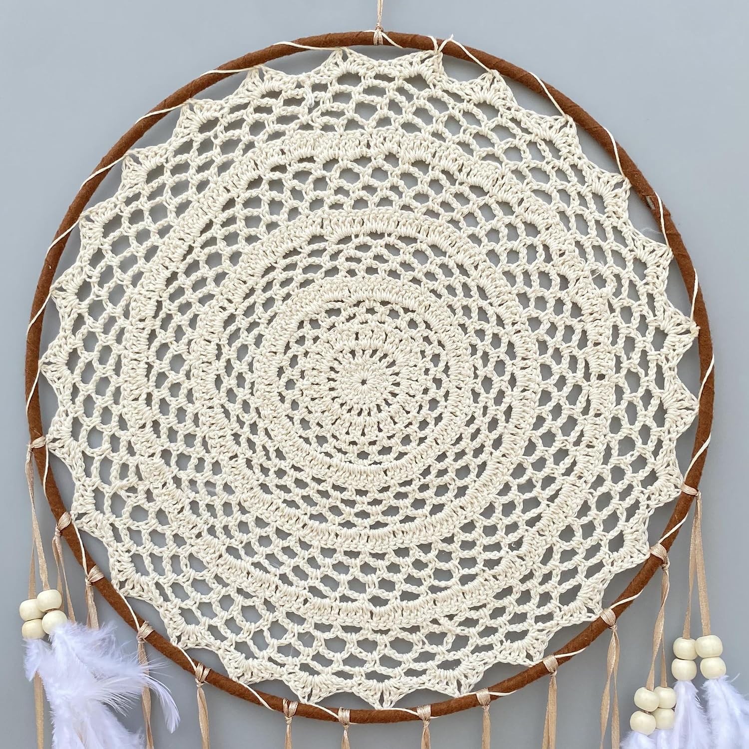Large White Dream Catcher Wall Decor with Greeting Card Gift