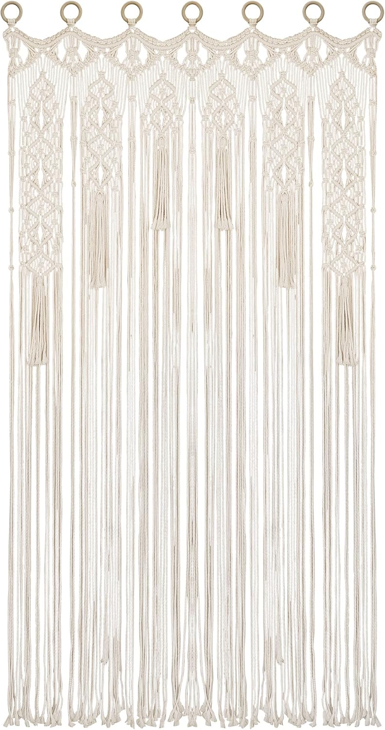 Boho Macrame Curtain Room Divider 79x35 Inches