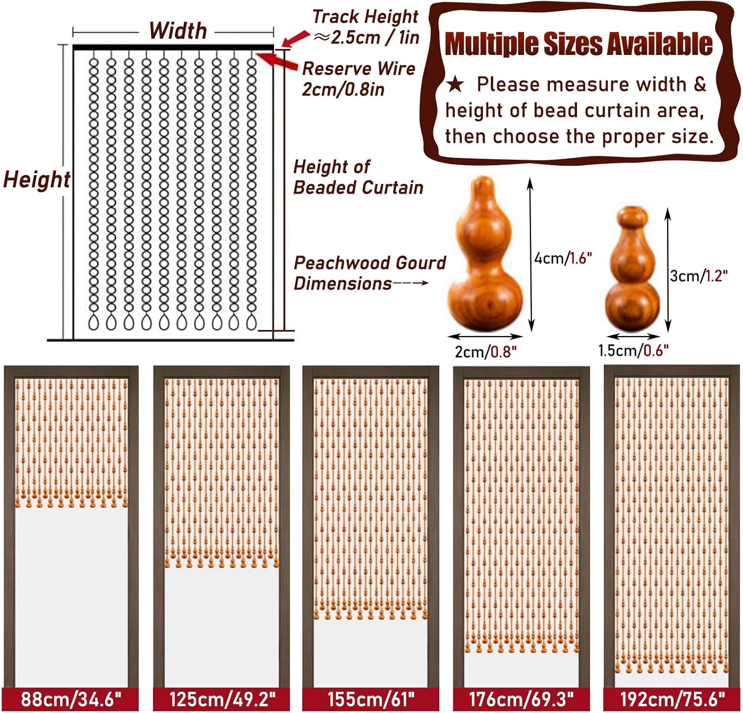 NEVKA Beaded Curtain with Gourd Design for Doorway and Room Divider