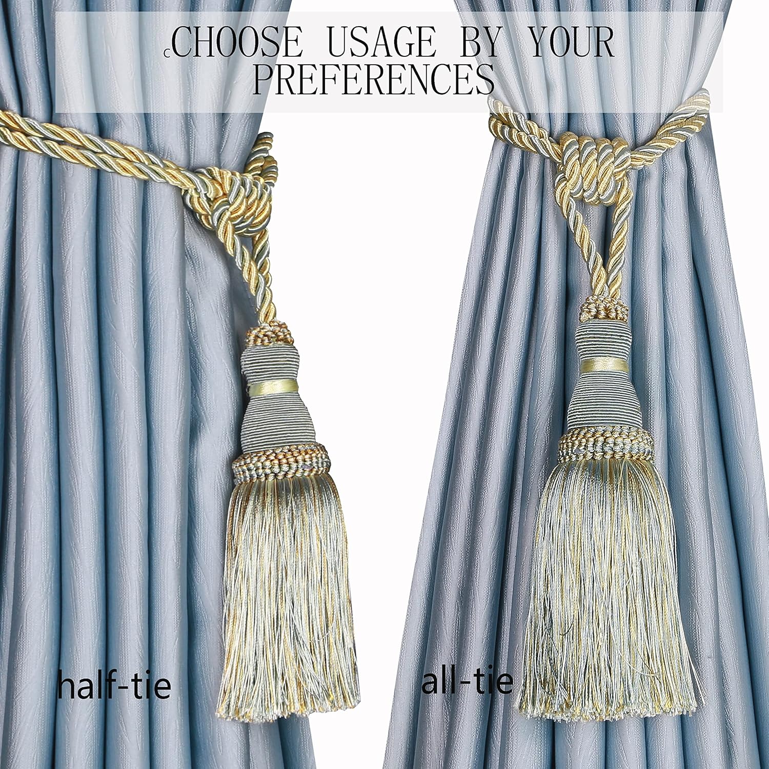 BEL AVENIR 2 Pack Curtain Tiebacks with Tassels