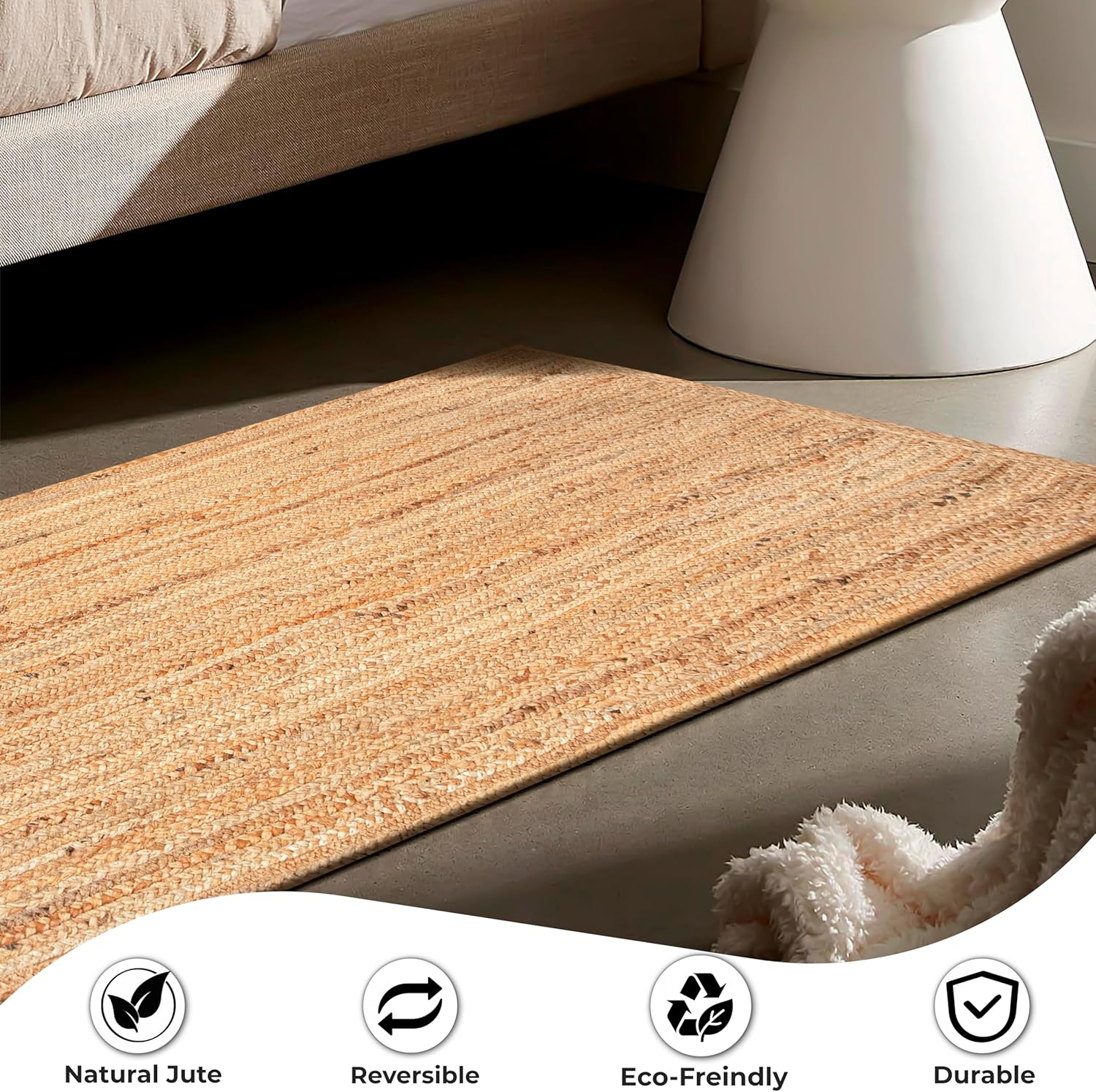 Ramanta Home Hand Woven Jute Braided Rug 24x72 Inch