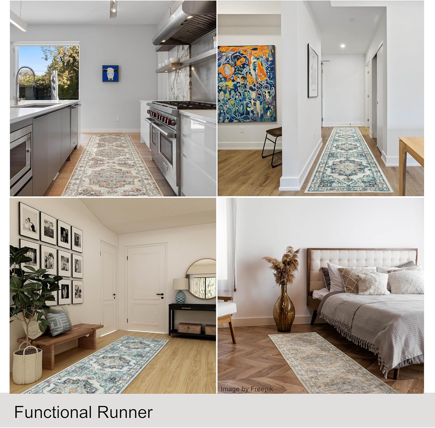 Washable Runner Rug 2x10 Non-Slip Kitchen Runner for Home