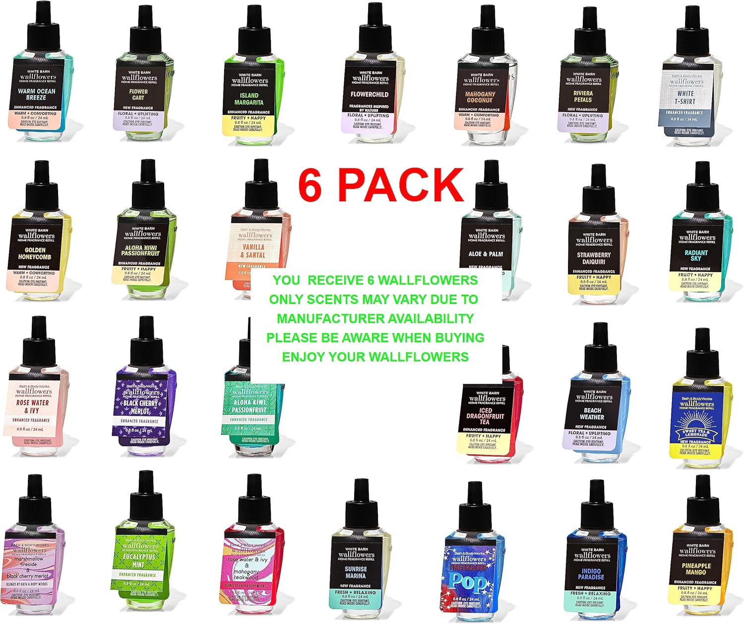 Bath And Body Works Wallflower Refill Assorted Pack Of 6