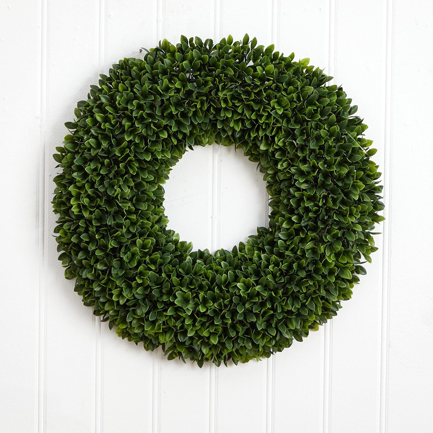 Nearly Natural 24-Inch Boxwood Artificial Wreath Green