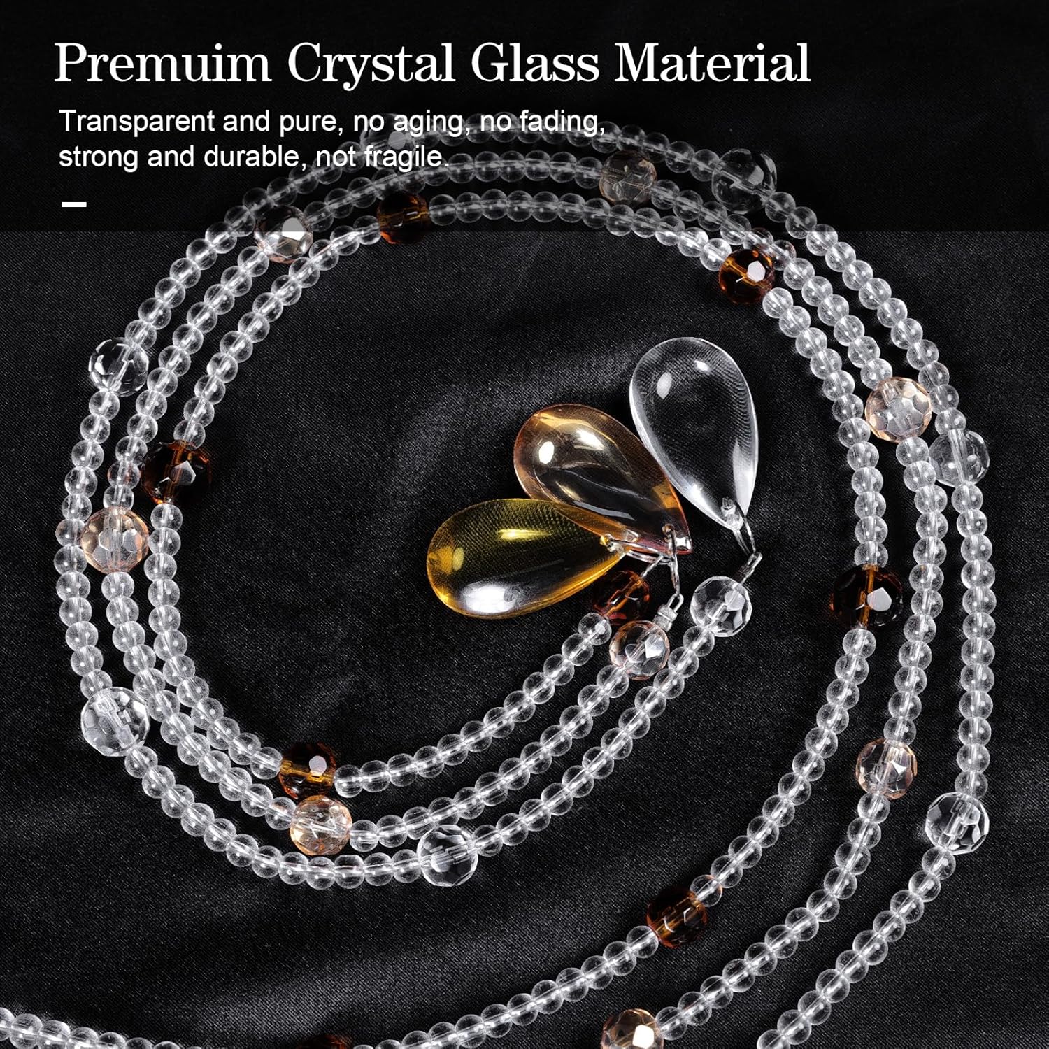 BECHAEO Crystal Glass Beaded Curtain 40 Strings Arched Door Decor