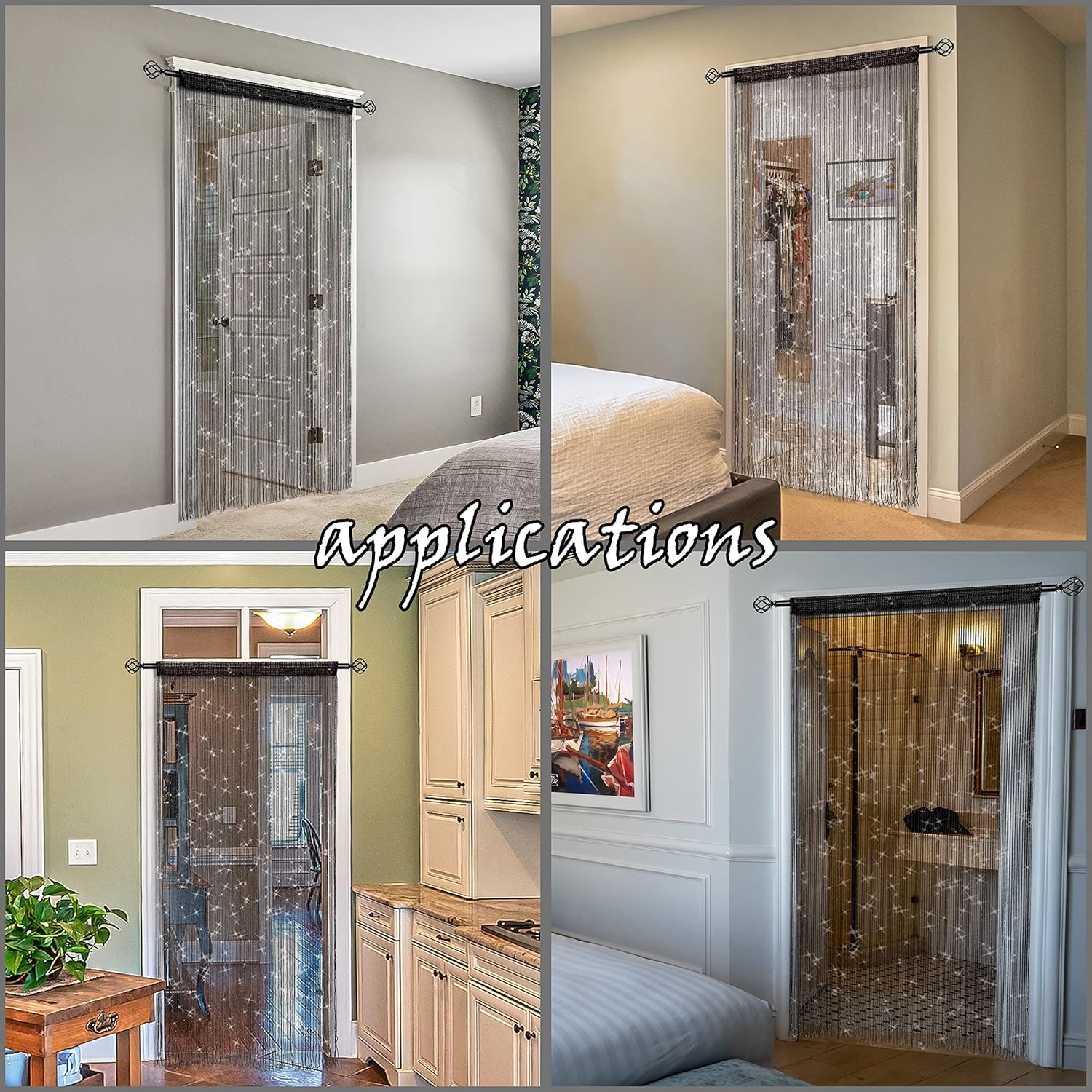 Gold Beaded Curtain for Doorway and Room Divider