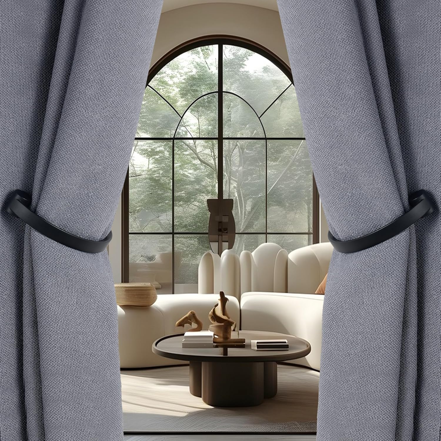 4Pcs Black Zinc Alloy Curtain Holdbacks