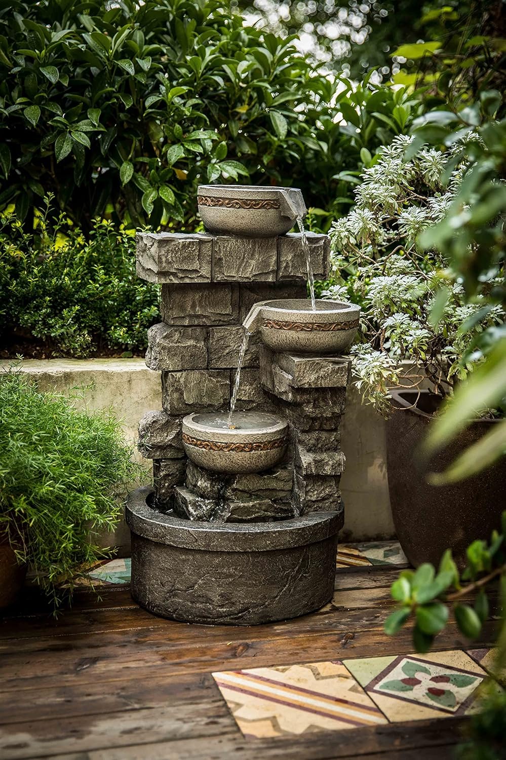 Cheng Pin 3 Tiered Resin Waterfall Fountain