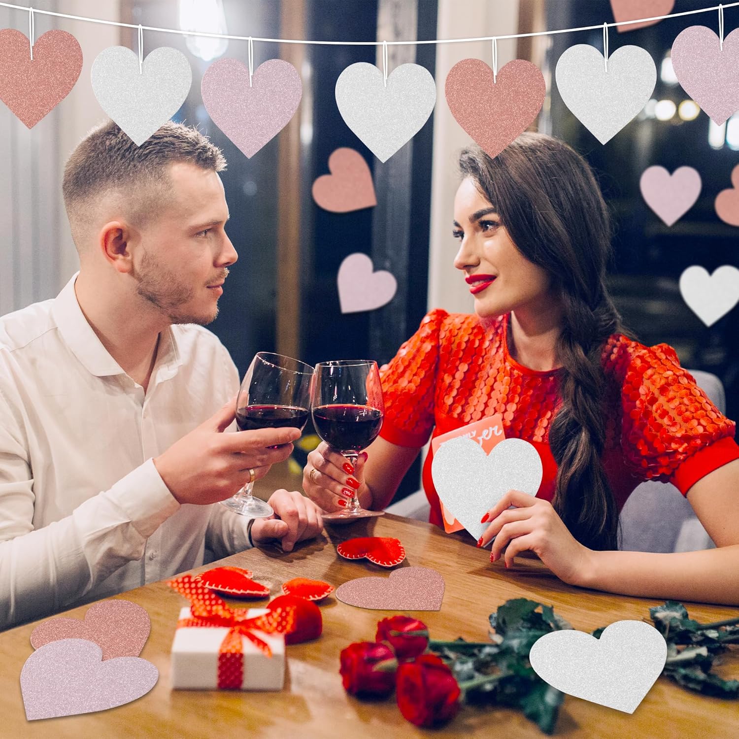 Valentine Glitter Heart Cutouts for Decorations